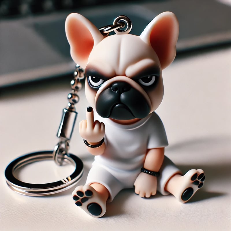 Funny Middle Finger Dog Keychain