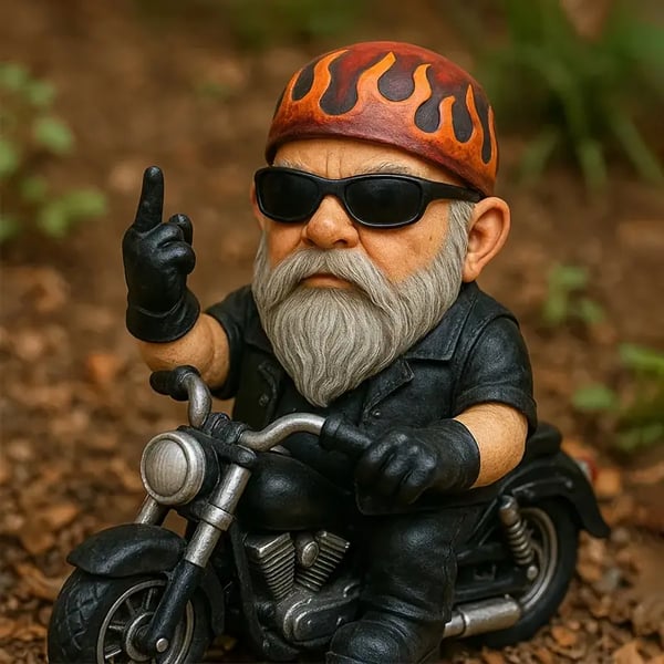 Middle Finger Biker Uncle Figurine – Funny Off-Road Motorcycle Desk Statue – Hilarious Rebel Gift for Men, Riders & Free Spirits