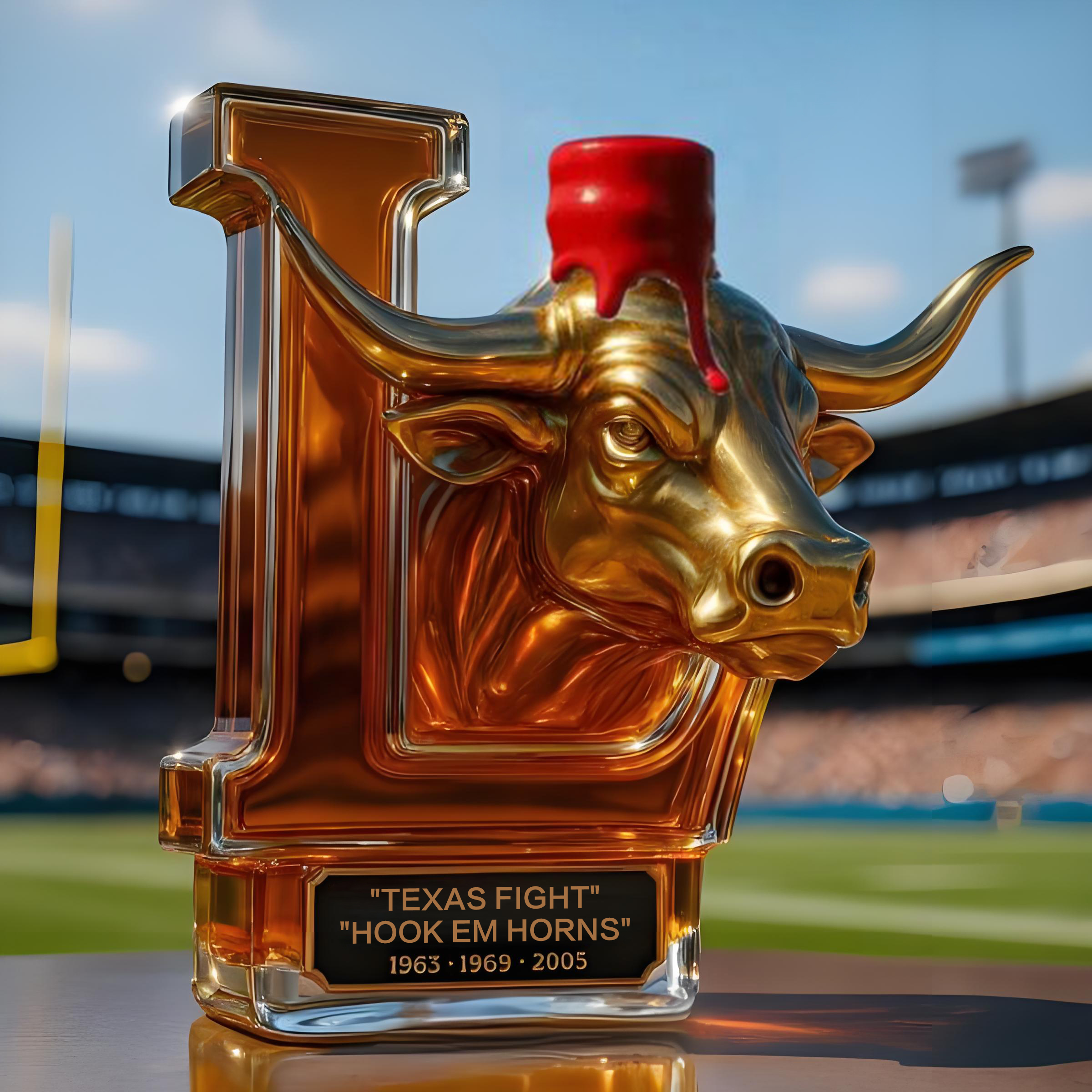 Texas Longhorns 3x NCAA Champions Whiskey Bottle