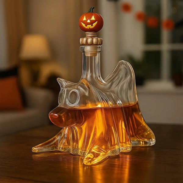 Halloween Ghost Dog Whisky Bottle