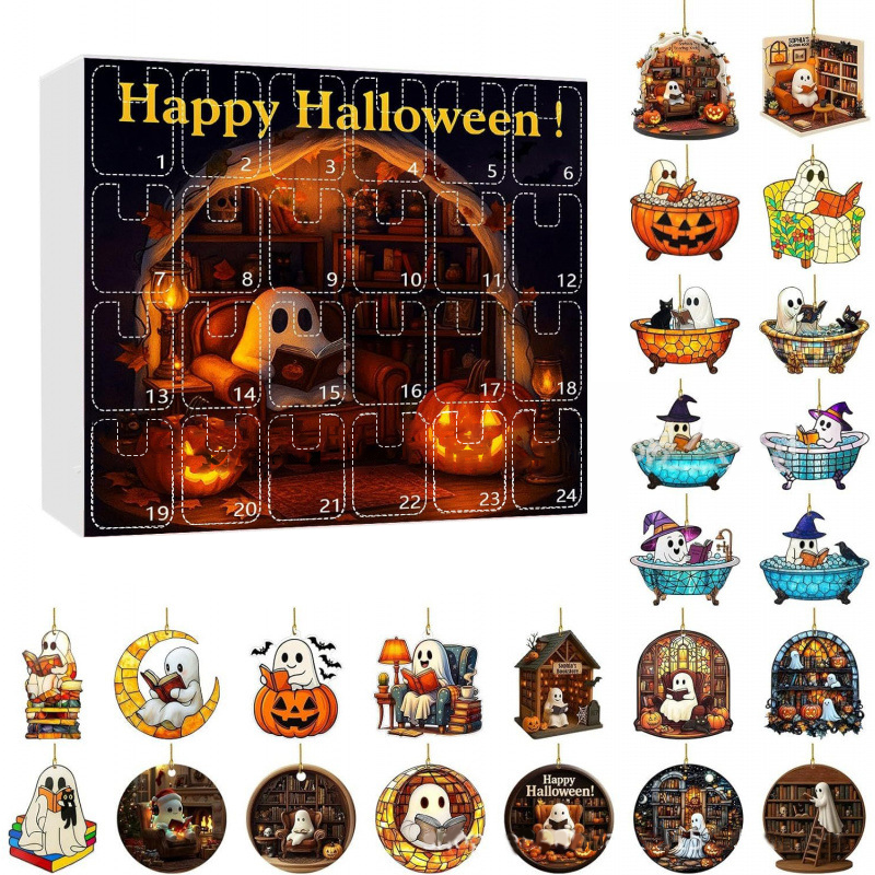 Halloween Advent Calendar with Ghost Ornaments-24 Days of Festive Fun!