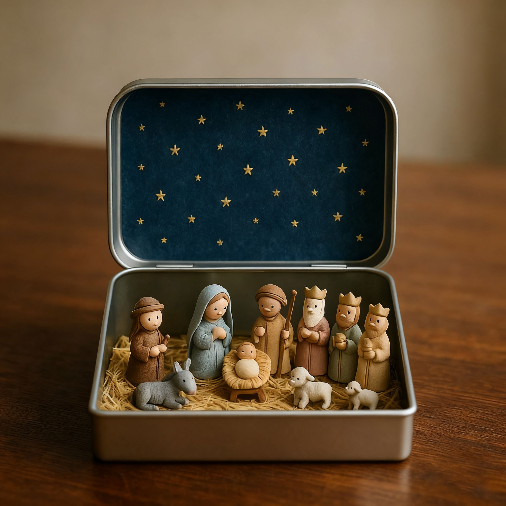 🌲Christmas Gift--Mini Christmas Nativity Set in a Tin Box