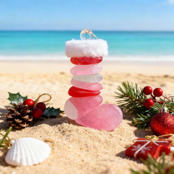 🔥Handmade Sea Glass Christmas Ornament