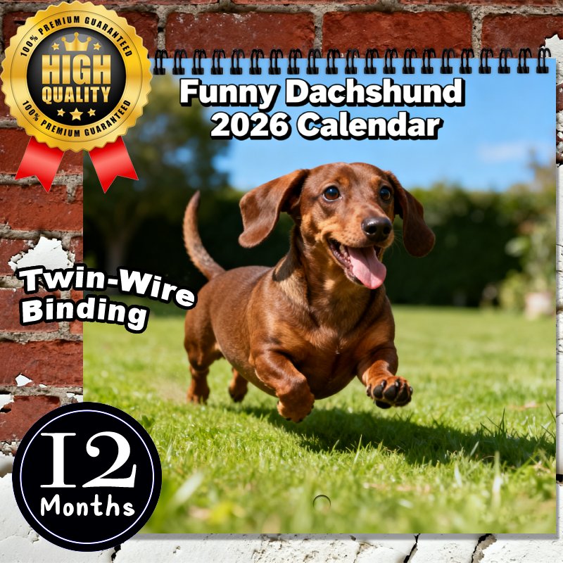 2026 Funny Dachshund Wall Calendar – Cute Puppy Monthly Planner,12-Month Gift for Dog Lovers