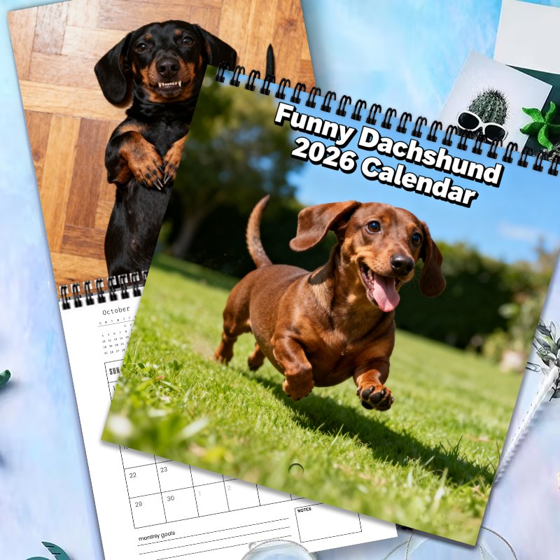 2026 Funny Dachshund Wall Calendar – Cute Puppy Monthly Planner,12-Month Gift for Dog Lovers