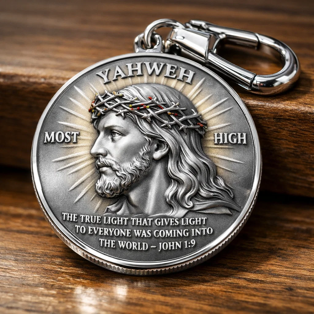 “The True Light” Christian Coin Keychain