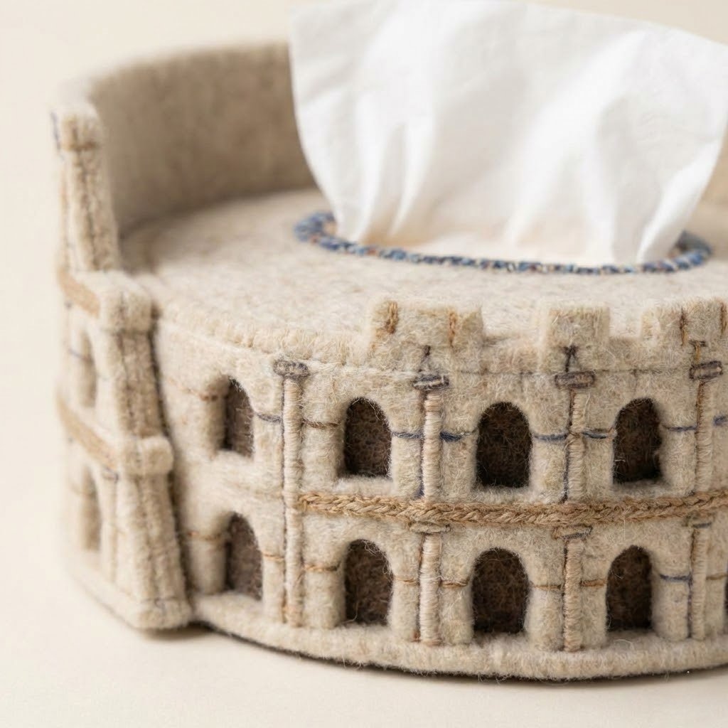 Detailed Stitching of Felt Colosseum Detailed Stitching of Felt Colosseum