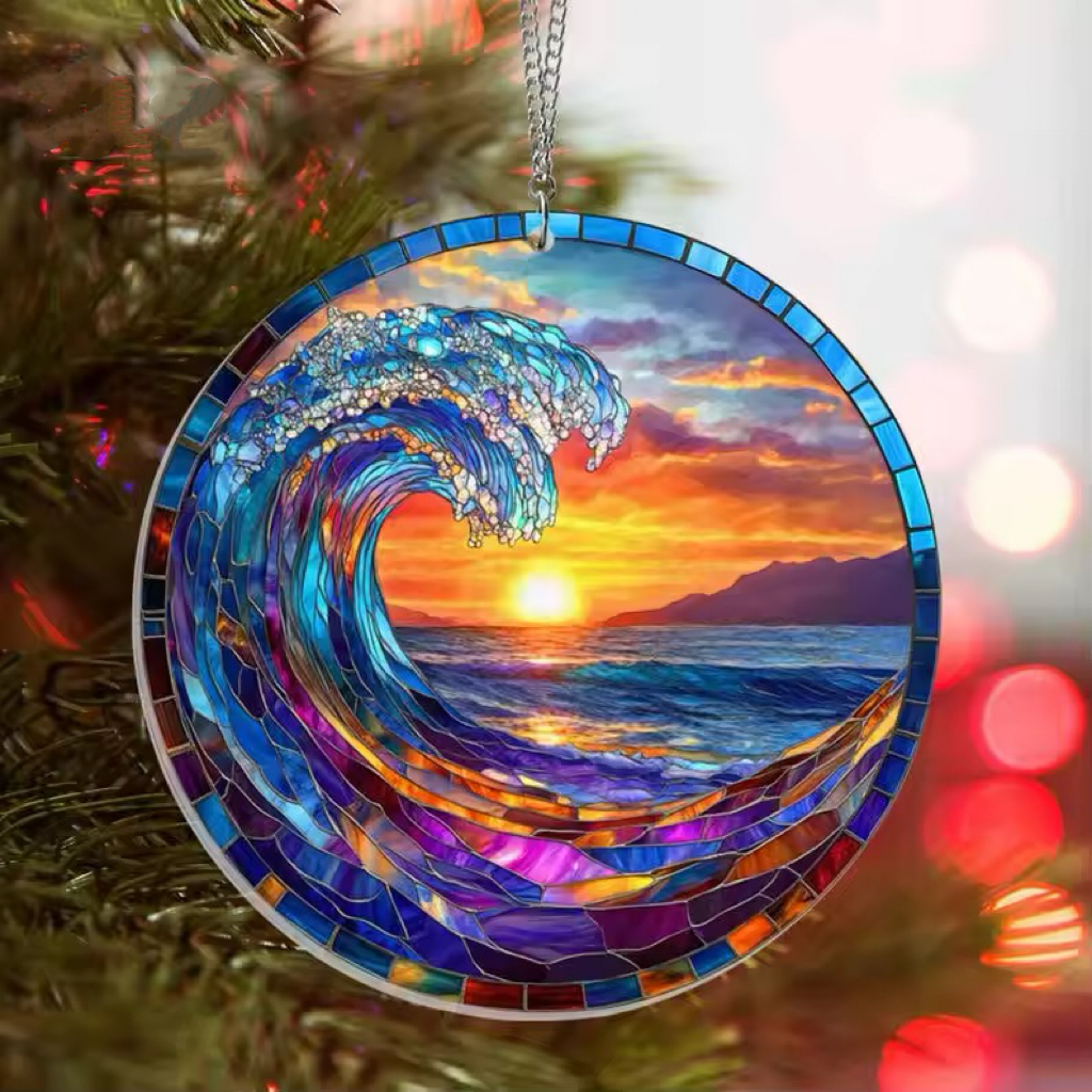 🔥🔥LAST DAY BIG SALE--Acrylic Beach Sunset Suncatcher Ornament