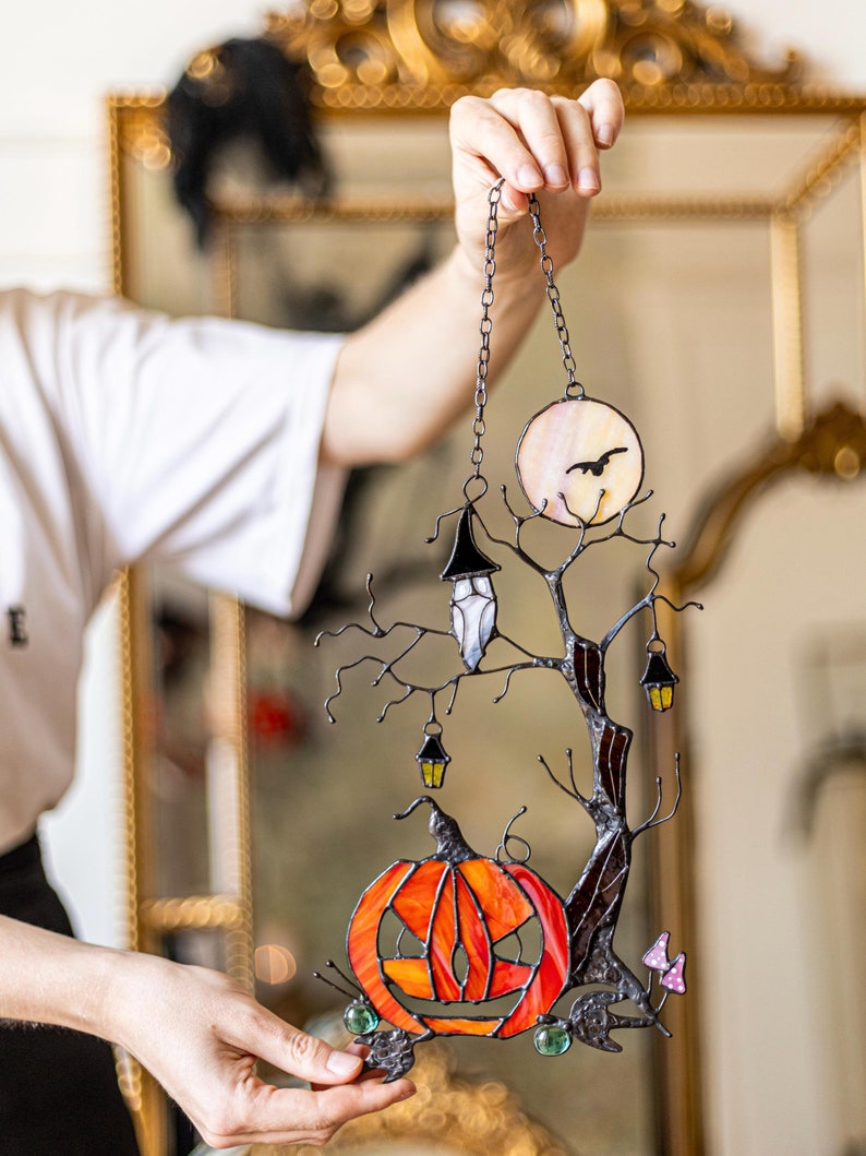 Halloween Pumpkin Mystical Tree Suncatcher