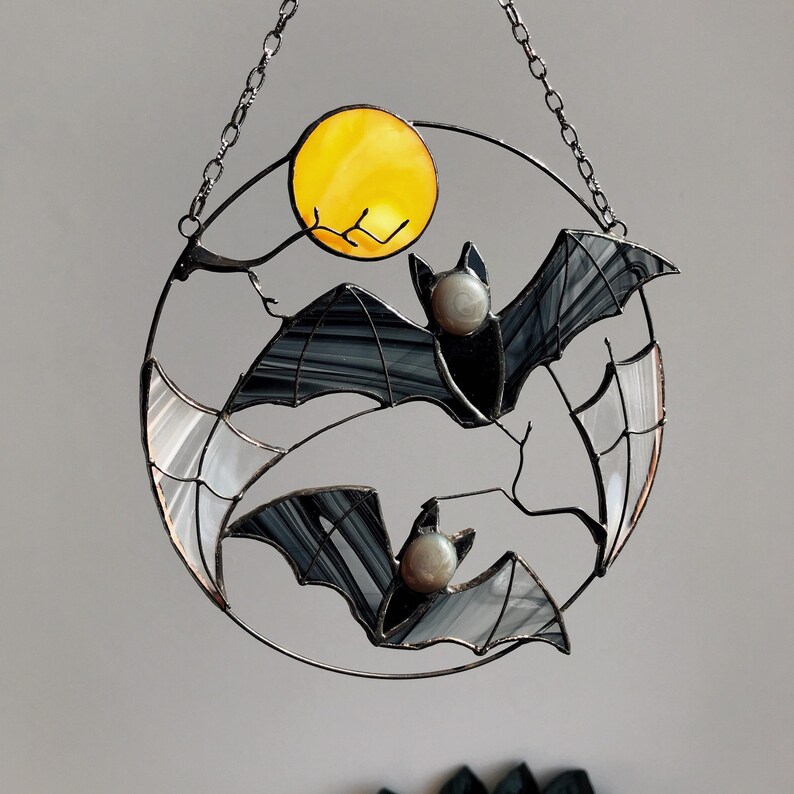 Halloween Bat Moon Suncatcher Ornament