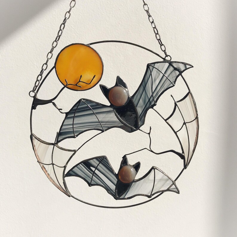 Halloween Bat Moon Suncatcher Ornament