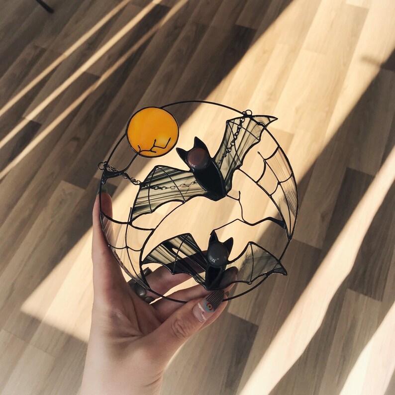 Halloween Bat Moon Suncatcher Ornament