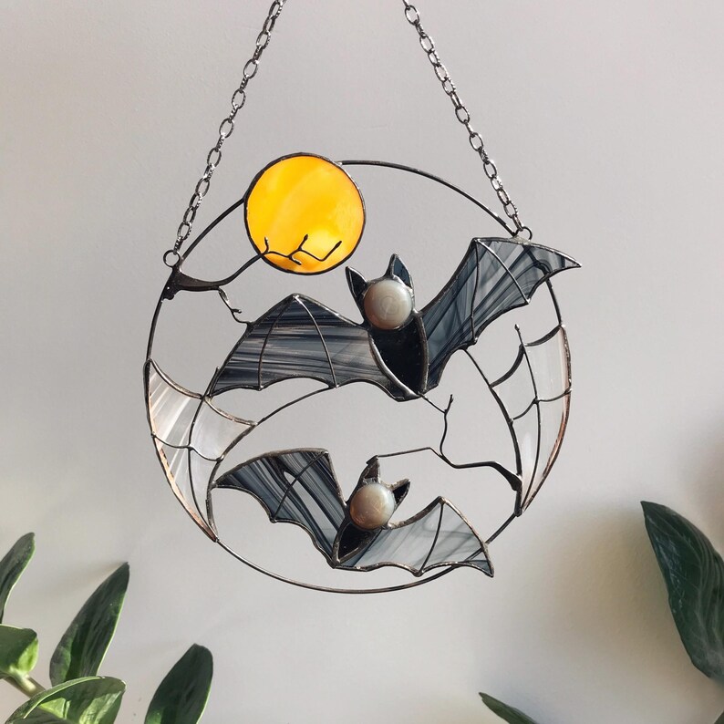 Halloween Bat Moon Suncatcher Ornament