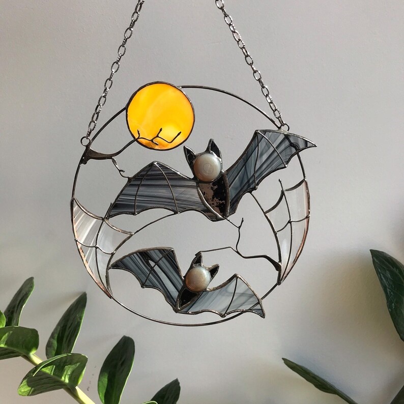 Halloween Bat Moon Suncatcher Ornament