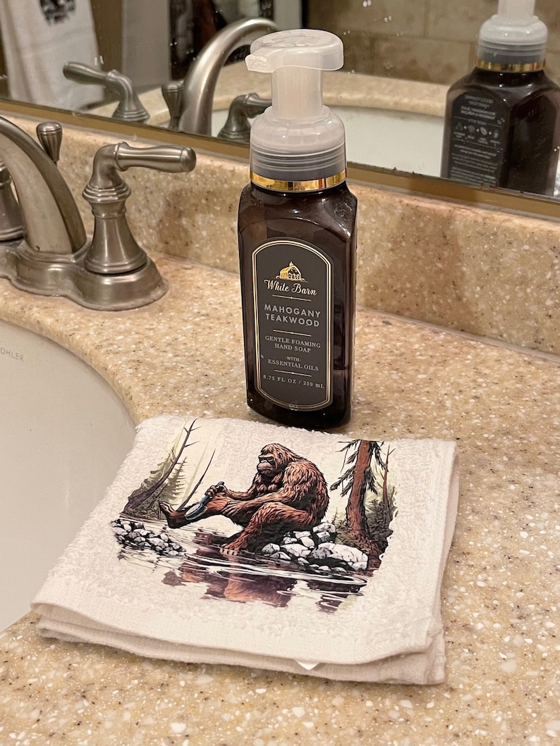 Bathing Bigfoot Wash Rag, Hand Towel