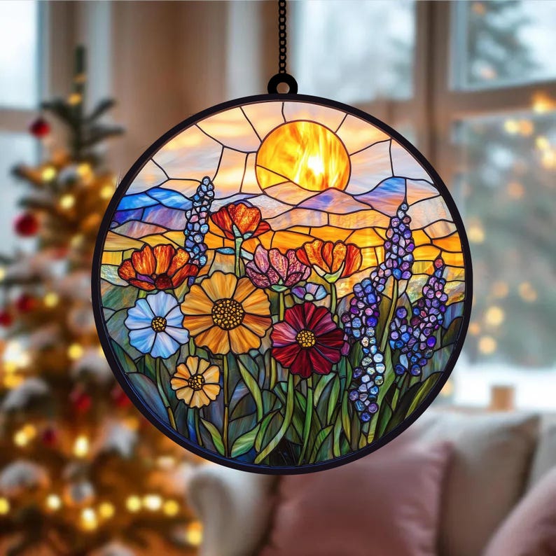 🔥🔥LAST DAY BIG SALE--Acrylic Beach Sunset Suncatcher Ornament