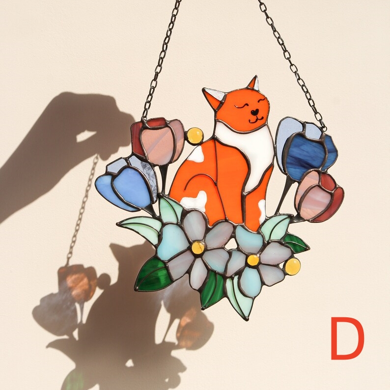 🔥🔥2025 Mother's Day Gift 50% Off--Cat in Tulip Flowers Suncatcher Ornament