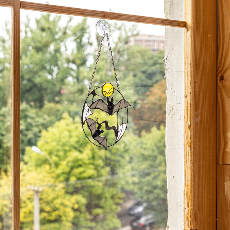 Halloween Bat Moon Suncatcher Ornament