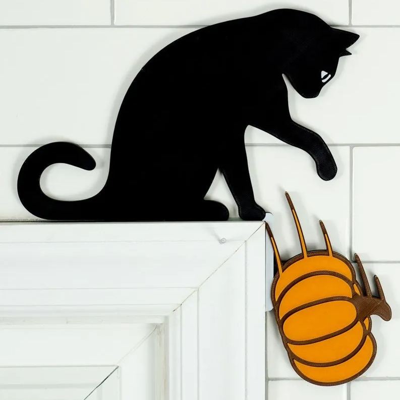 🎃Cat and Pumpkin Halloween Door Topper