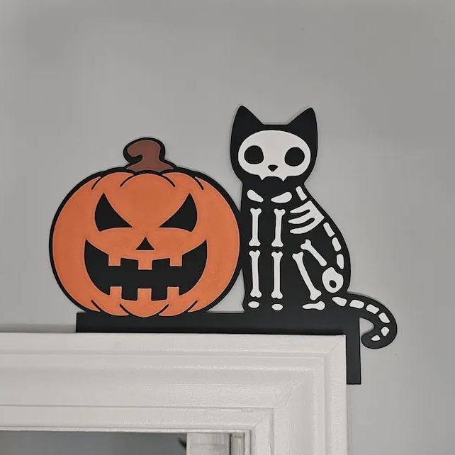 🎃Cat and Pumpkin Halloween Door Topper