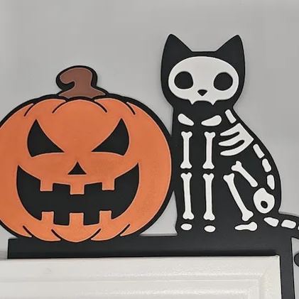 🎃Cat and Pumpkin Halloween Door Topper