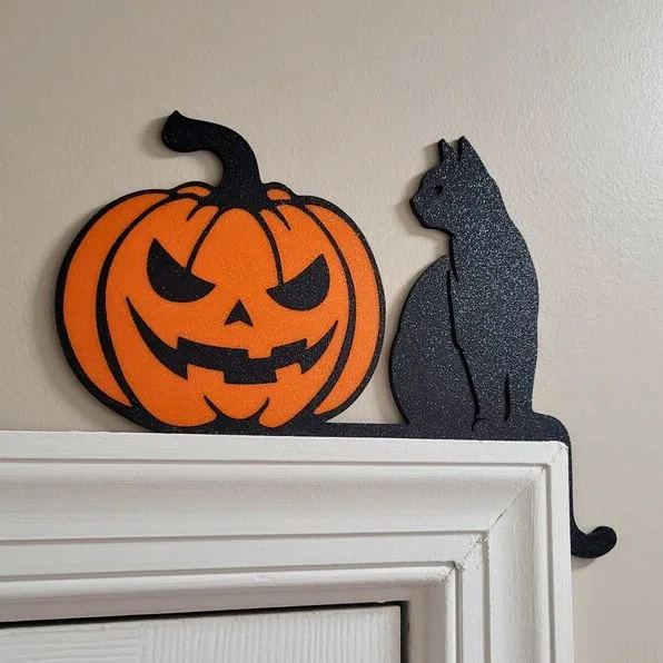 🎃Cat and Pumpkin Halloween Door Topper