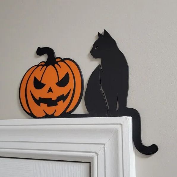 🎃Cat and Pumpkin Halloween Door Topper