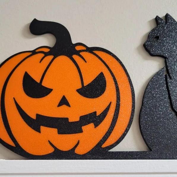 🎃Cat and Pumpkin Halloween Door Topper