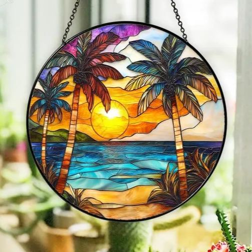 🔥🔥LAST DAY BIG SALE--Acrylic Beach Sunset Suncatcher Ornament
