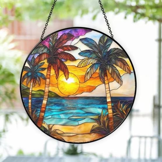 🔥🔥LAST DAY BIG SALE--Acrylic Beach Sunset Suncatcher Ornament
