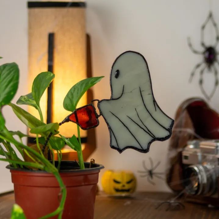 Handcrafted Ghost Watering Plant Art Stake