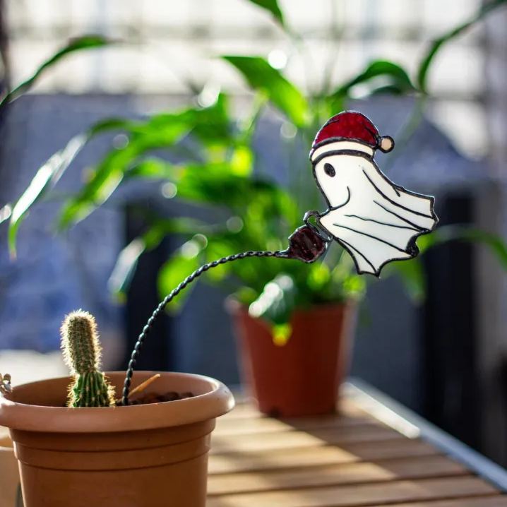 Handcrafted Ghost Watering Plant Art Stake