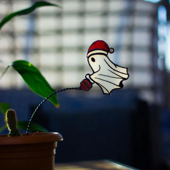 Handcrafted Ghost Watering Plant Art Stake