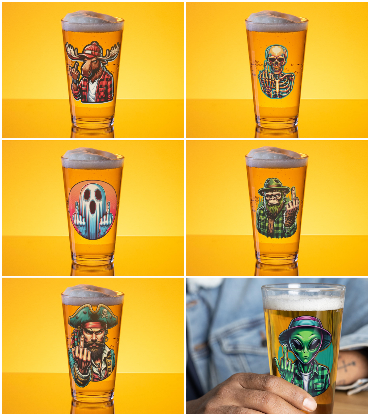 Animal Middle Finger Beer Glass