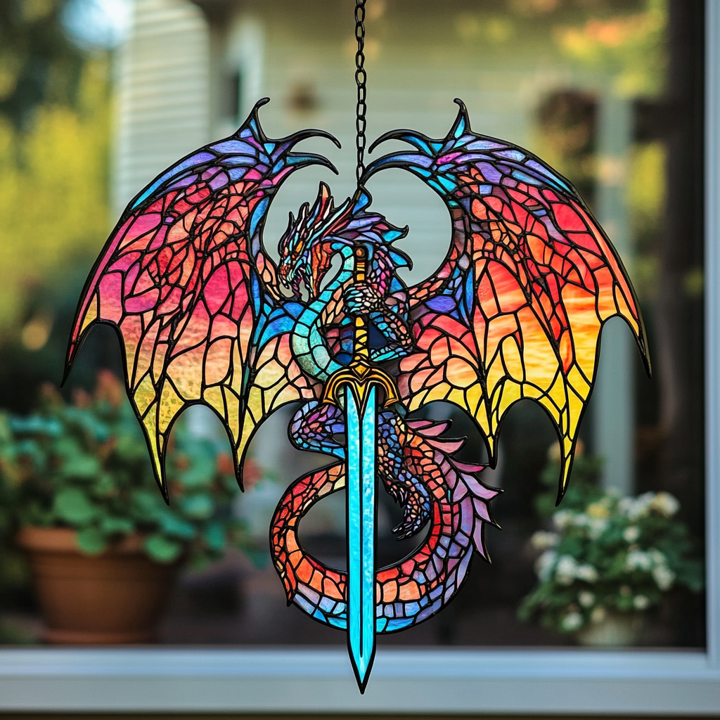 🔥🔥Last Day 50% Off--Sword & Dragon Suncatcher Ornament