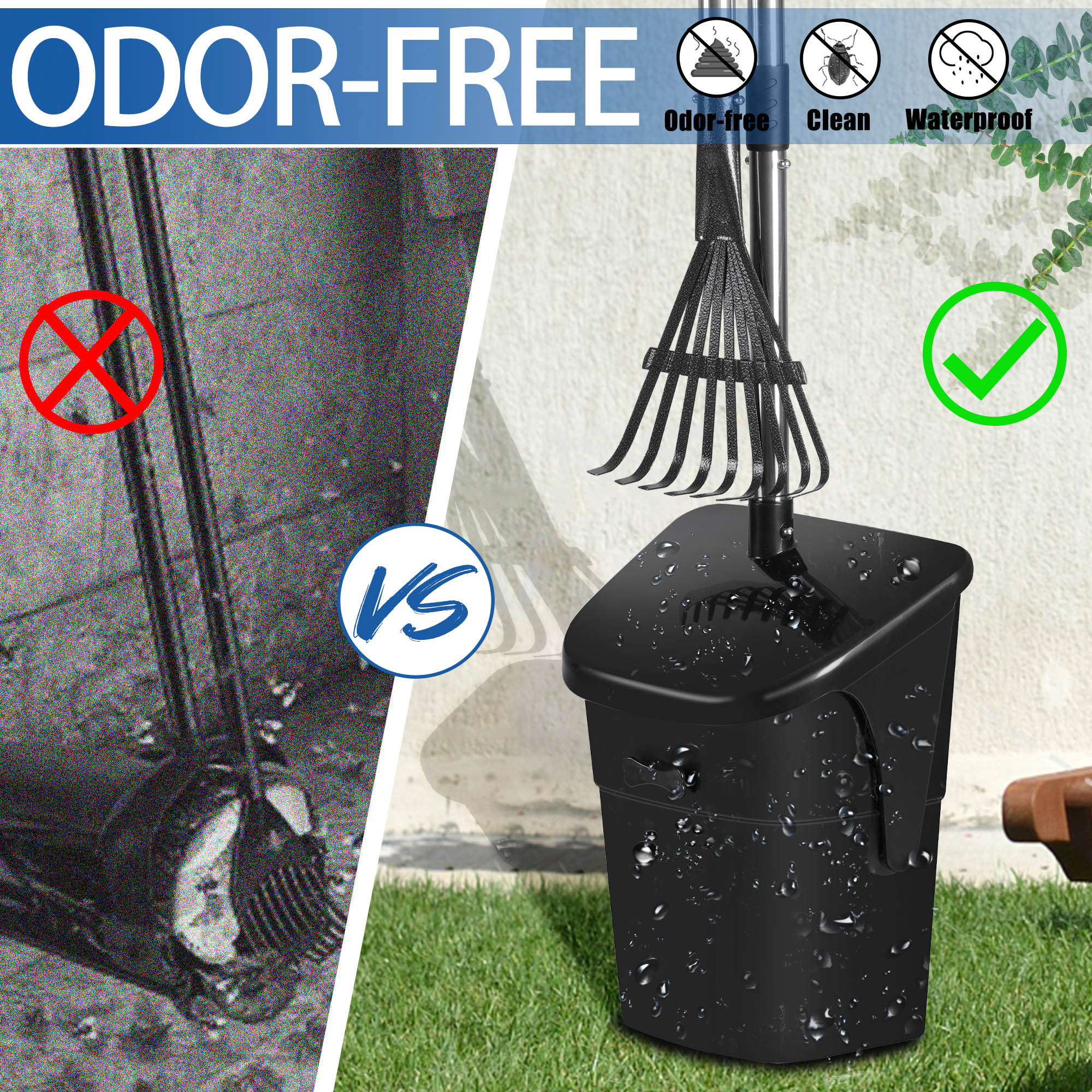 Suchown Pooper Scooper Swivel Bin & Rake Kit with 40 Waste Bags, 37" Long Handle Adjustable Dog Pooper Scooper for Large Medium Small Dogs, Portable Poop Scooper for Yard Lawn Outdoor, Easy to Clean P