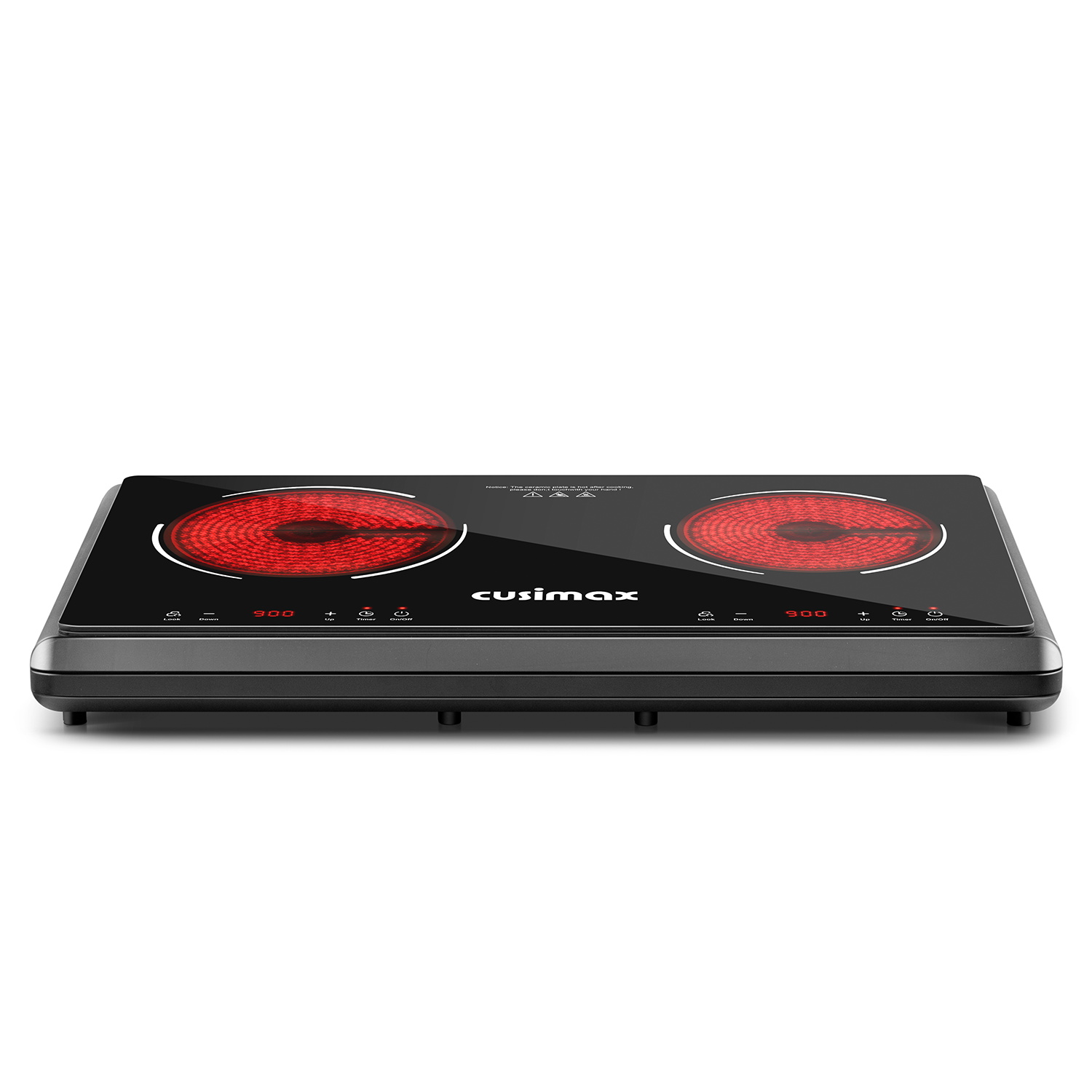 CUSIMAX 1800W Double Infrared Electric Stove - 9-Level Sensor Touch Hot Plate with Safety Lock & Timer, Easy-Clean Ceramic Countertop Burner