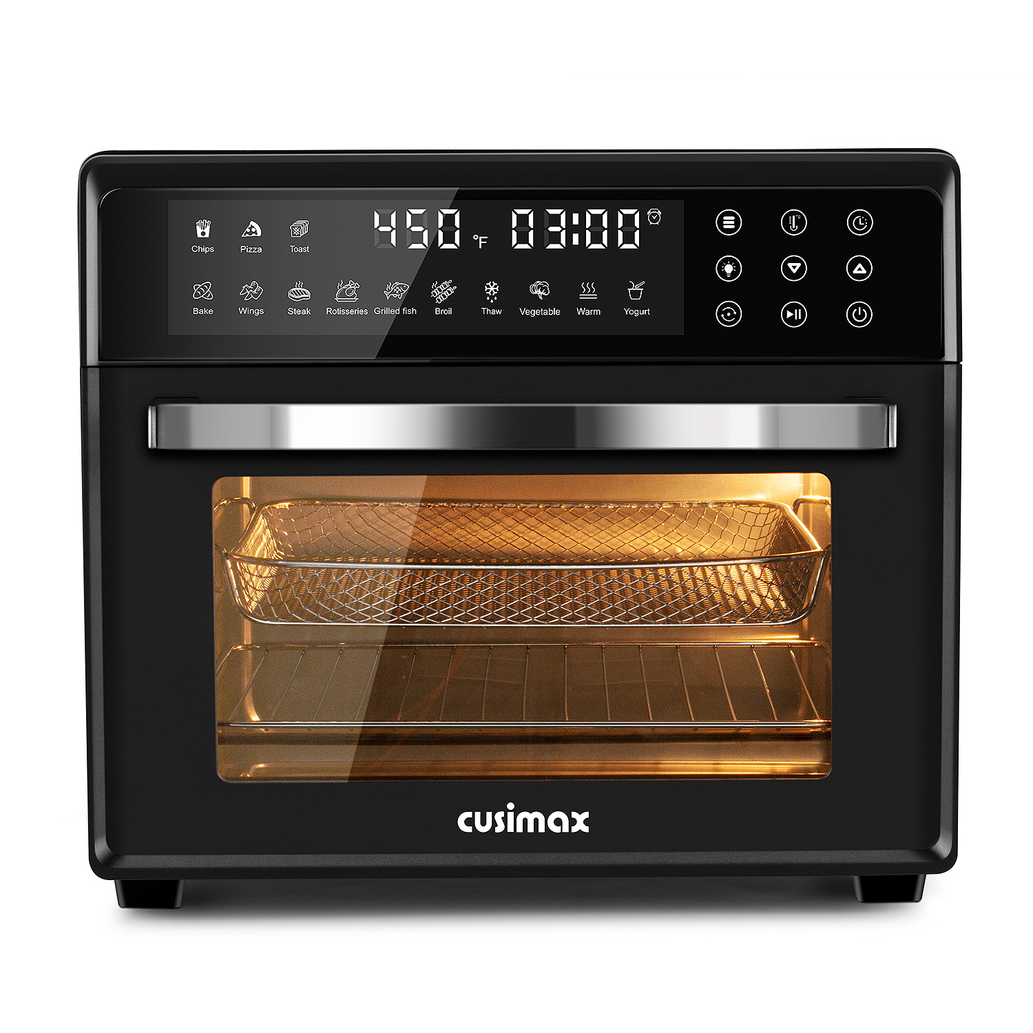 CUSIMAX 24QT Air Fryer Oven Combo, 13-in-1 Convection Toaster Oven with Rotisserie & Dehydrator, Large Countertop Oven with Touch Screen, 12 Accessories – Perfect for Baking, Roasting, Broiling (Black)