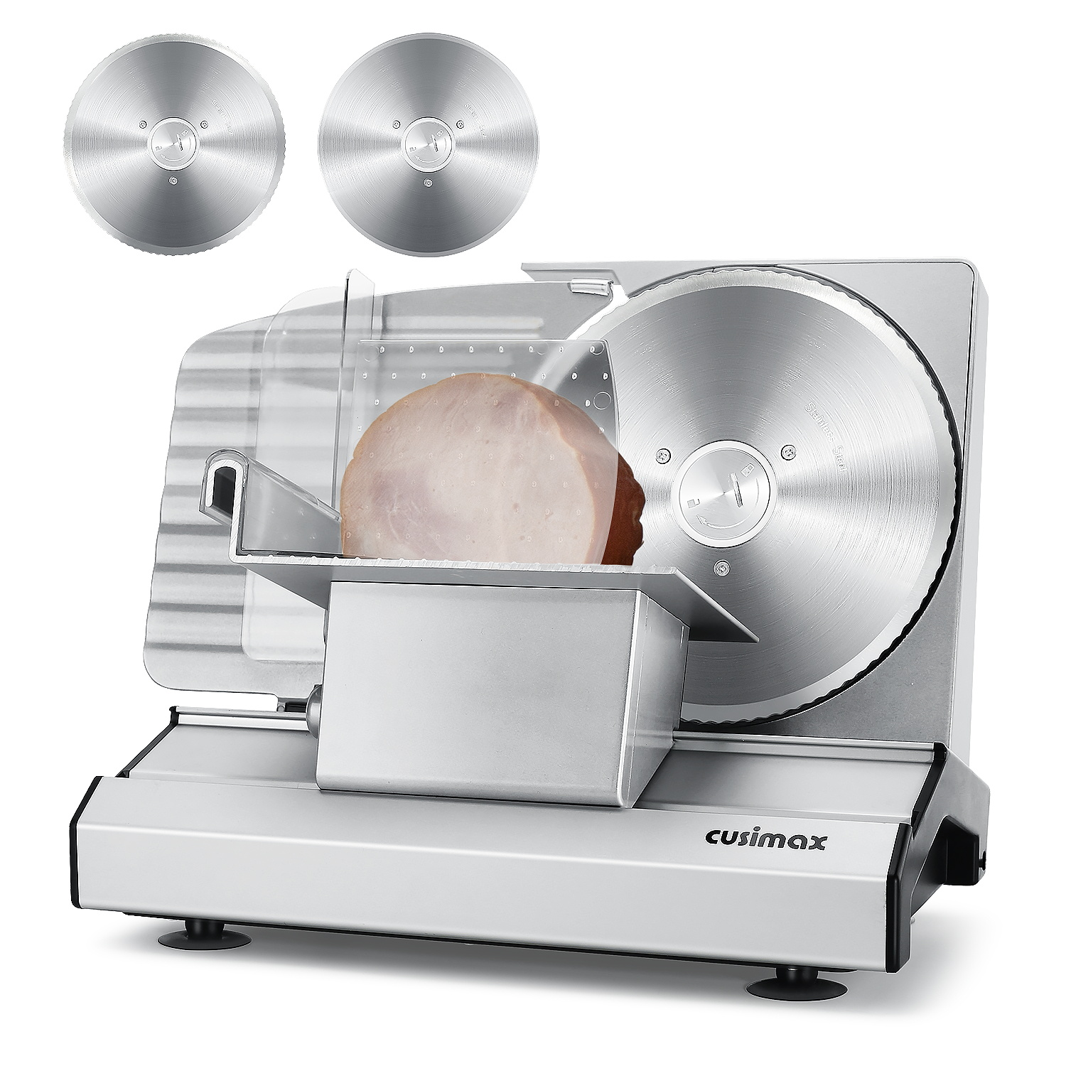 Cusimax Electric Deli Meat Slicer with 2 Removable 8.7''Stainless Steel Blades,Removable Food Carriage,1-20mm Adjustable Thickness Food Slicer for Home,Easy for Cut Meat,Cheese,Bread