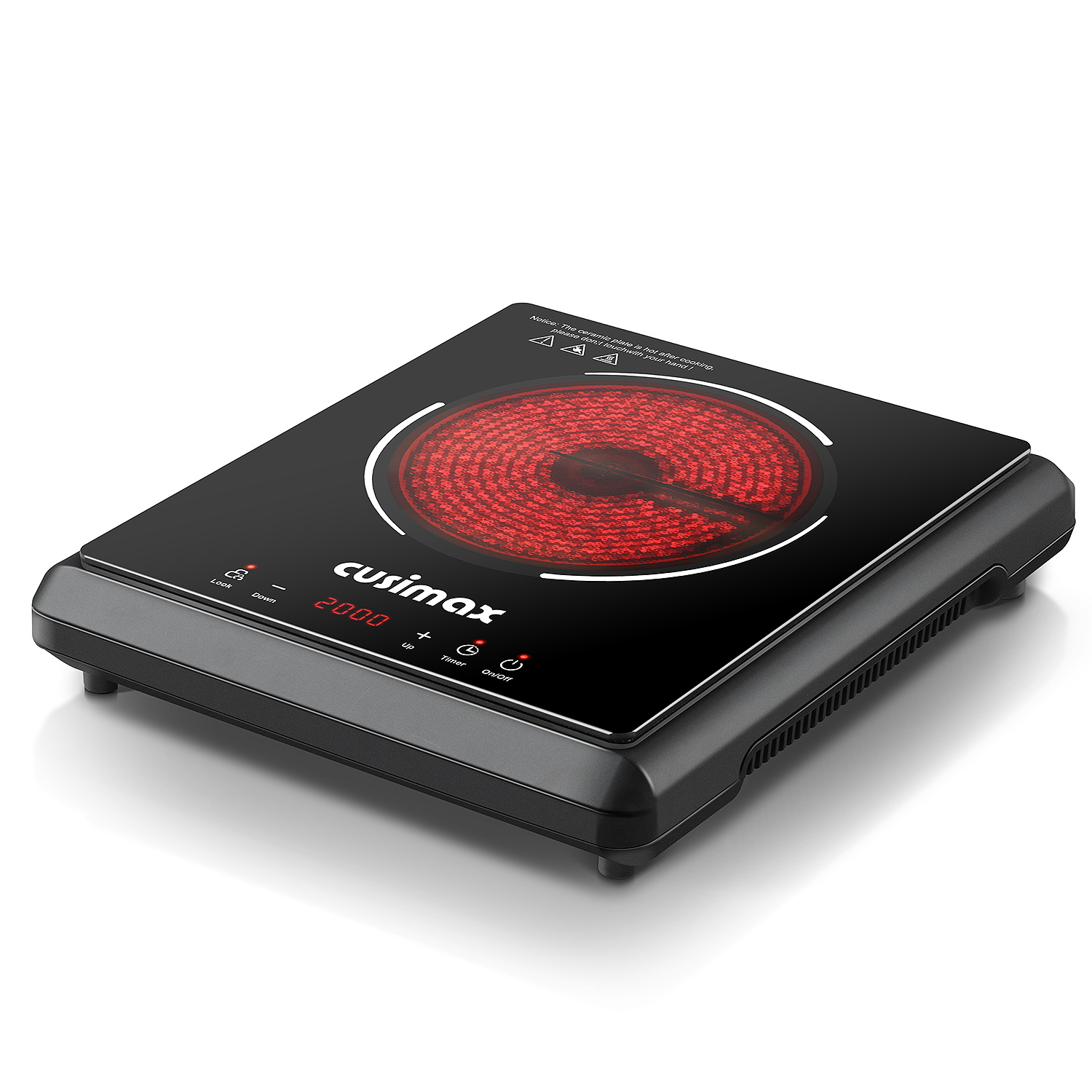 CUSIMAX 1500W Hot Plate, Portable Infrared Electric Stove For Home With 7 Speed,Ceramic Countertop Stove Sensor Touch,Kids Safety Lock And Timer,Compatible For All Cookwares