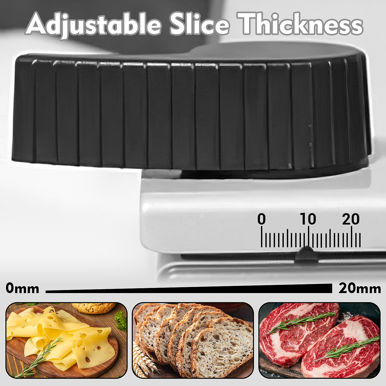 Cusimax Electric Deli Meat Slicer with 2 Removable 8.7''Stainless Steel Blades,Removable Food Carriage,1-20mm Adjustable Thickness Food Slicer for Home,Easy for Cut Meat,Cheese,Bread
