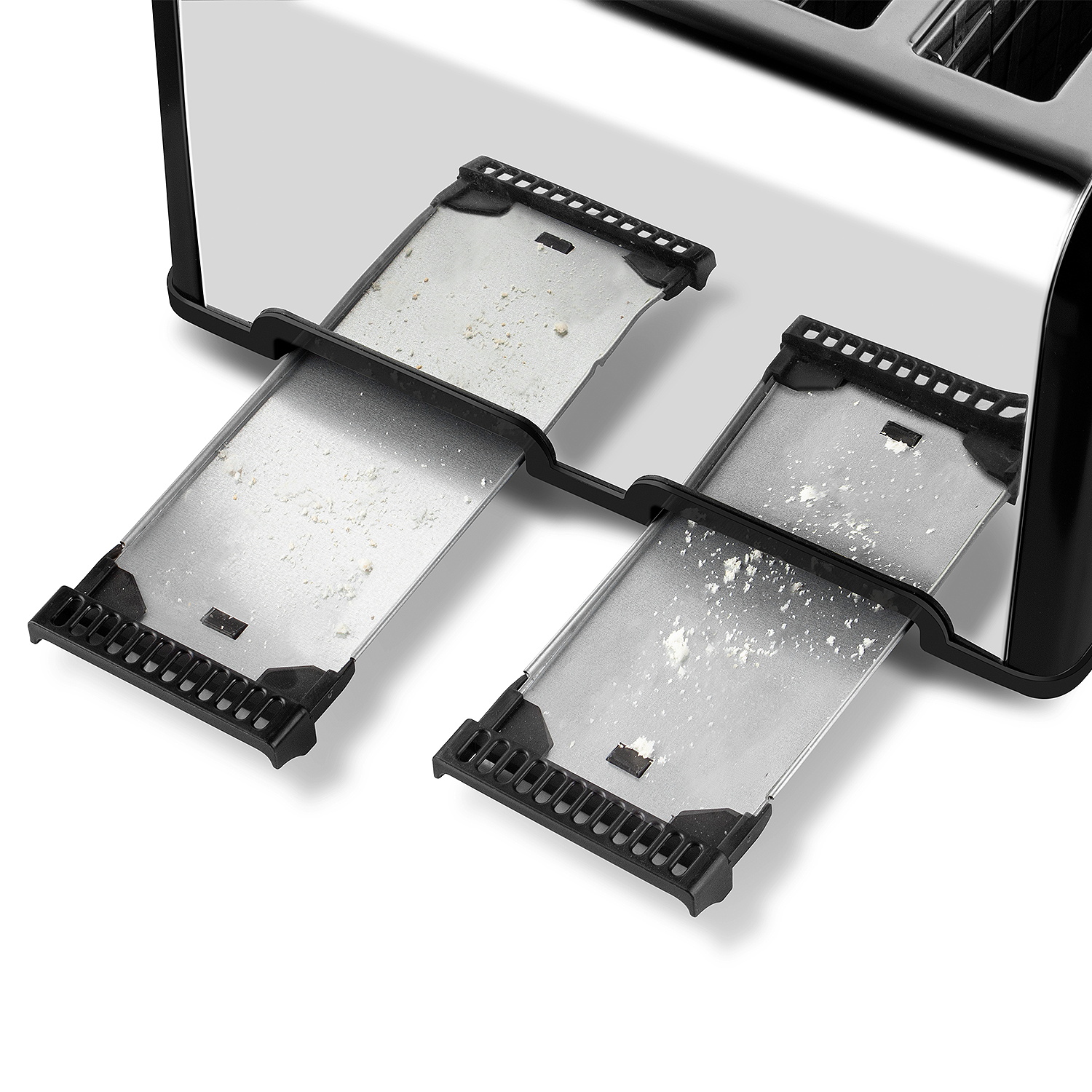 Cusimax Stainless Steel Toaster 4 Slice with Long Extra Wide Slots & Removable Crumb Tray,6 Browning Options,Bagel/Defrost/Cancle Functions,Easy to Clean(UK)