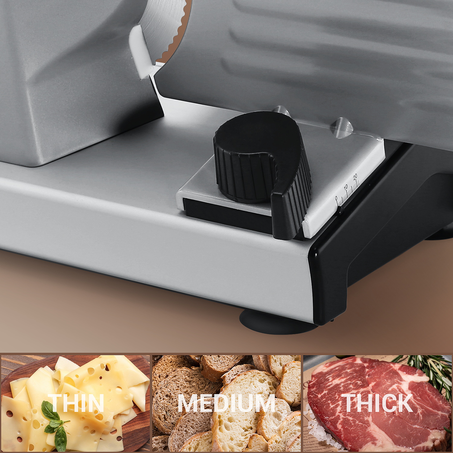 Cusimax Electric Deli Meat Cheese Food Slicer with Removable Food Carriage,2 Removable 7.5''Stainless Steel Blades,1-20mm Adjustable Thickness Meat Slicer for Home,Cut Meat,Cheese,Bread