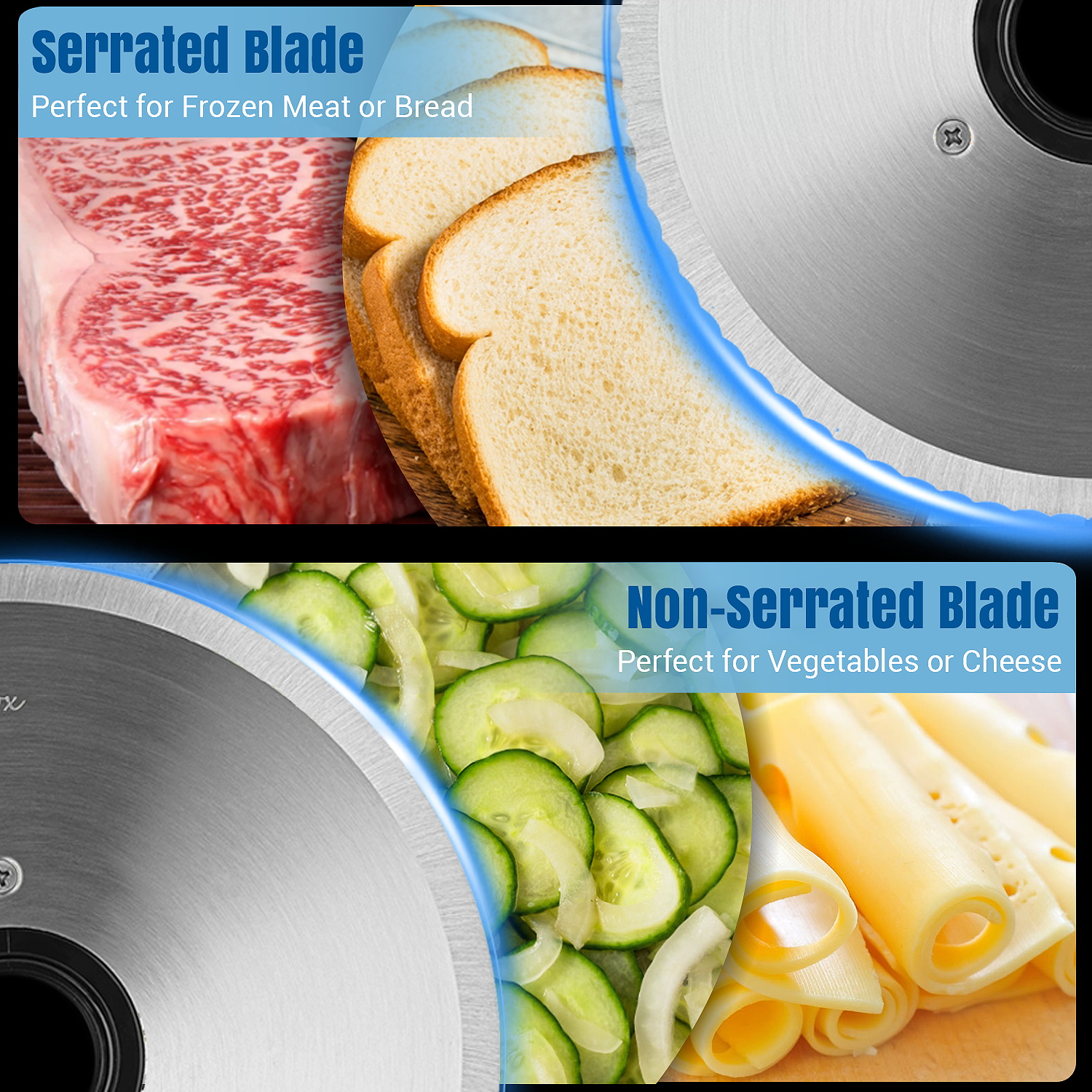 Cusimax 7.5 Inch Sliver Electric Food Slicer(Two Blade)