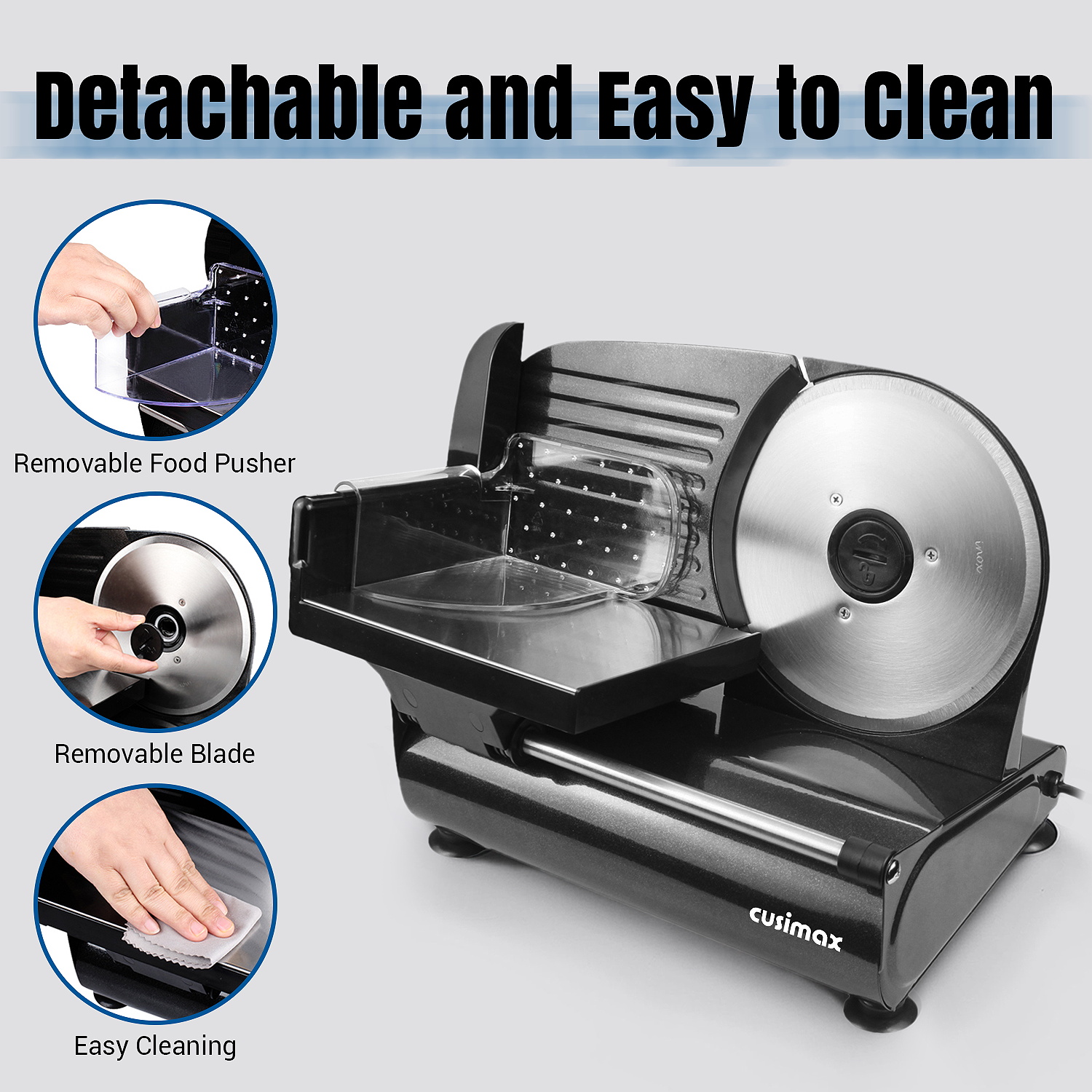 Cusimax 7.5 Inch Sliver Electric Food Slicer(Two Blade)