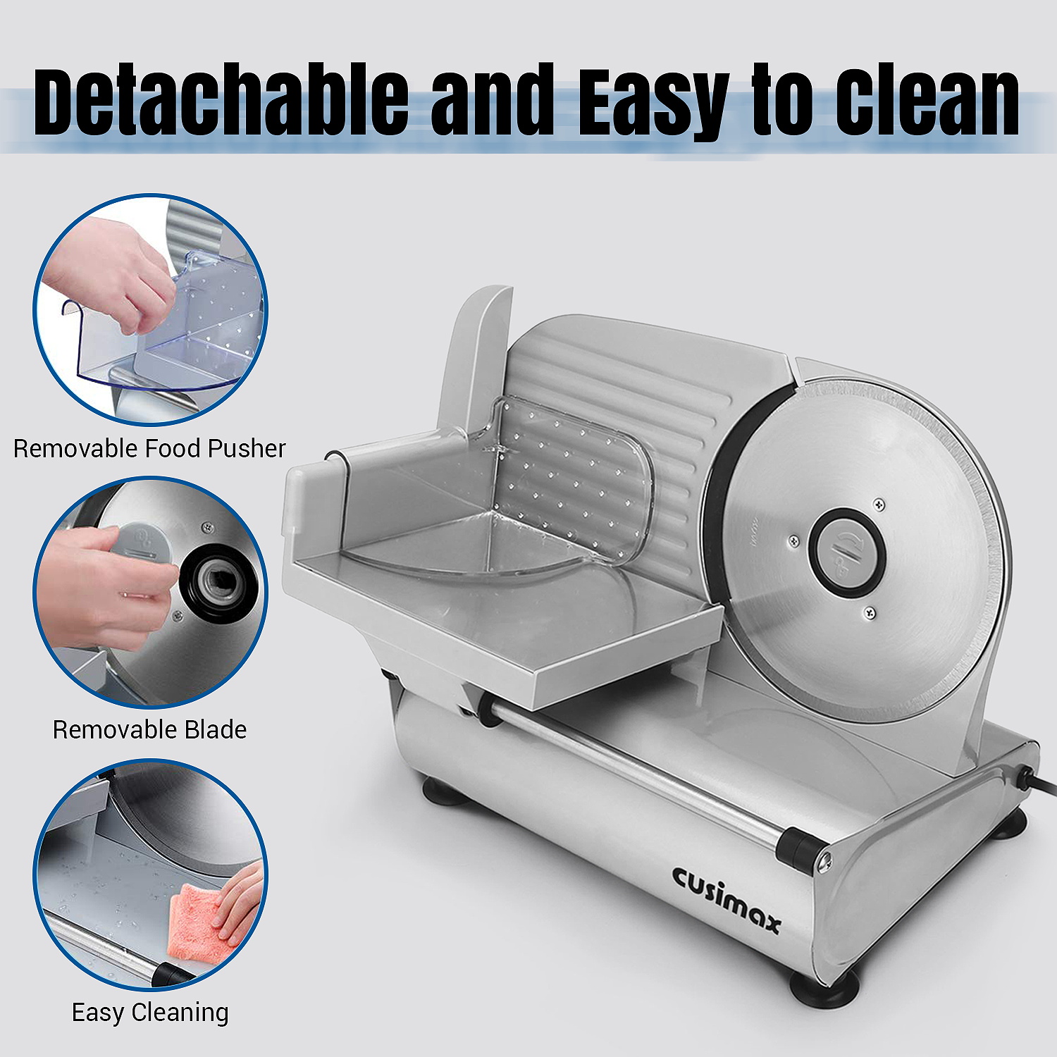 Cusimax 7.5 Inch Sliver Electric Food Slicer(Two Blade)