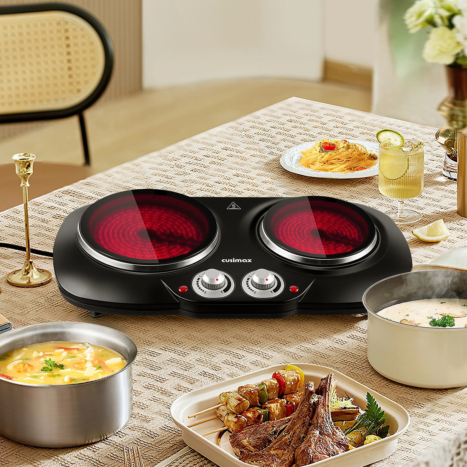 Cusimax 2100W Portable Infrared Ceramic Dual Hot Plate(UK)