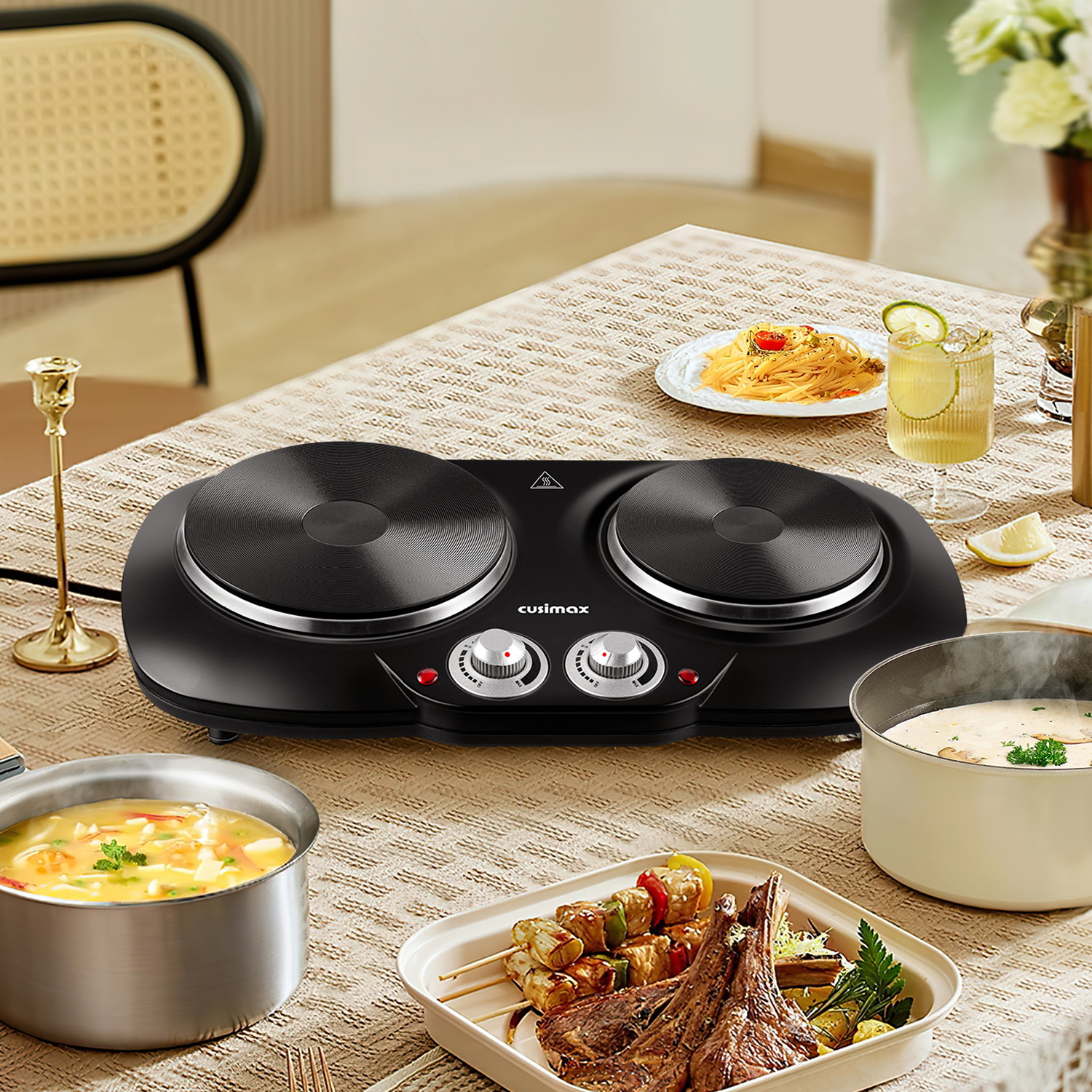 Cusimax 2500W Portable Double Hot Plate for Cooking(UK)