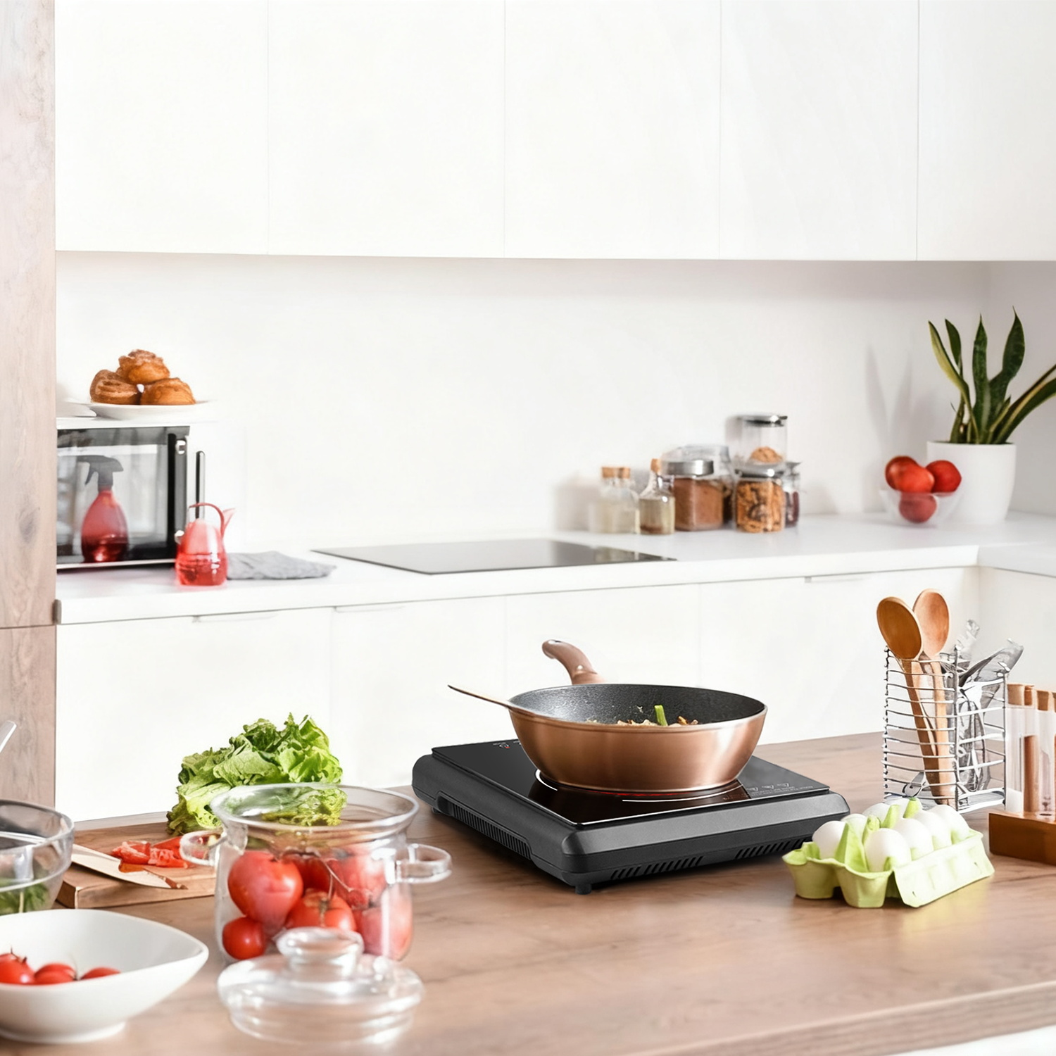 Cusimax Infrared 2000W Hot Plate – Portable Electric Stove with 9 Heat Settings, Ceramic Glass Surface, Sensor Touch, Safety Lock & Timer, Works with All Cookware(UK)