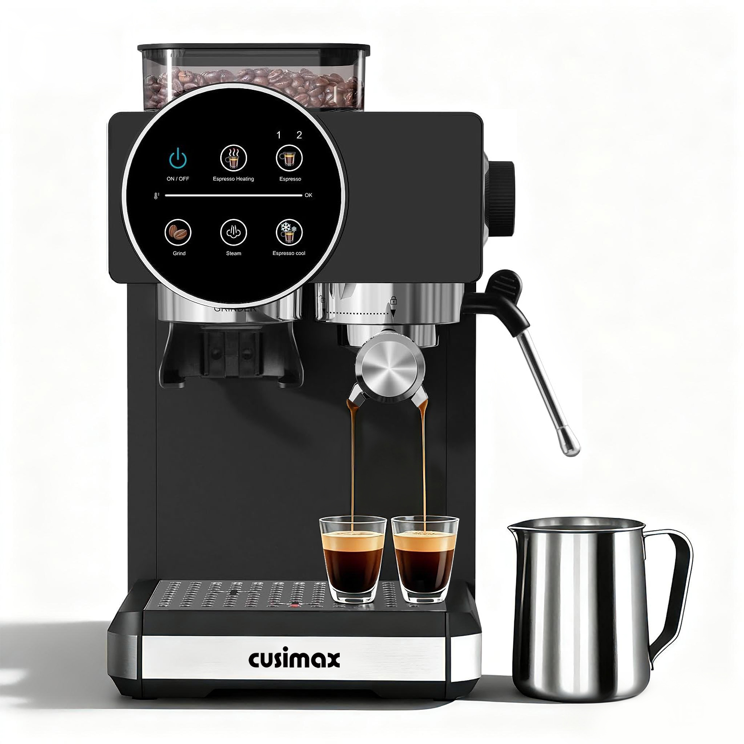 CUSIMAX Professional Espresso Machine for Home Barista – 20 Bar Pressure, Milk Frother, Compact Design – Café Quality Espresso, Latte & Cappuccino Maker (15 Bar US Standard) 